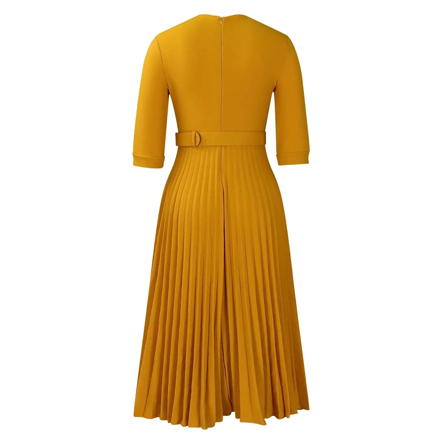 Elegant Office Ladies Dresses 2024 Autumn Fall Notched Collar Half Sleeve Belt Waisted Mid Calf Female Birthday Party Dress Midi SHOPEZRA L.L.C.