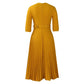Elegant Office Ladies Dresses 2024 Autumn Fall Notched Collar Half Sleeve Belt Waisted Mid Calf Female Birthday Party Dress Midi SHOPEZRA L.L.C.