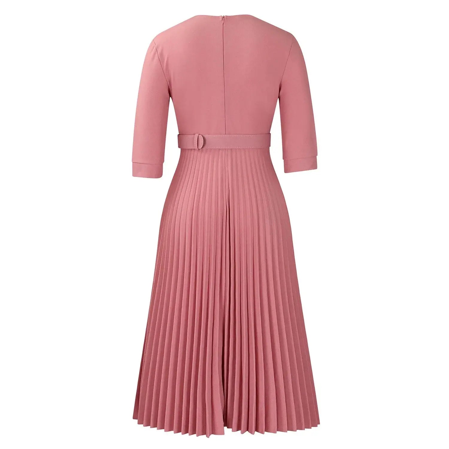 Elegant Office Ladies Dresses 2024 Autumn Fall Notched Collar Half Sleeve Belt Waisted Mid Calf Female Birthday Party Dress Midi SHOPEZRA L.L.C.