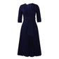 Elegant Office Ladies Dresses 2024 Autumn Fall Notched Collar Half Sleeve Belt Waisted Mid Calf Female Birthday Party Dress Midi SHOPEZRA L.L.C.