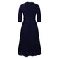 Elegant Office Ladies Dresses 2024 Autumn Fall Notched Collar Half Sleeve Belt Waisted Mid Calf Female Birthday Party Dress Midi SHOPEZRA L.L.C.