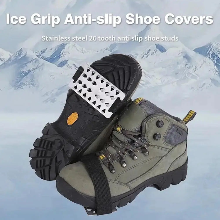 1 Pair Adjustable Stainless Steel Snow Claw Ice Grippers With System - Heavy-Duty Winter Climbing, Walking, Driving Grips Tool SHOPEZRA L.L.C.