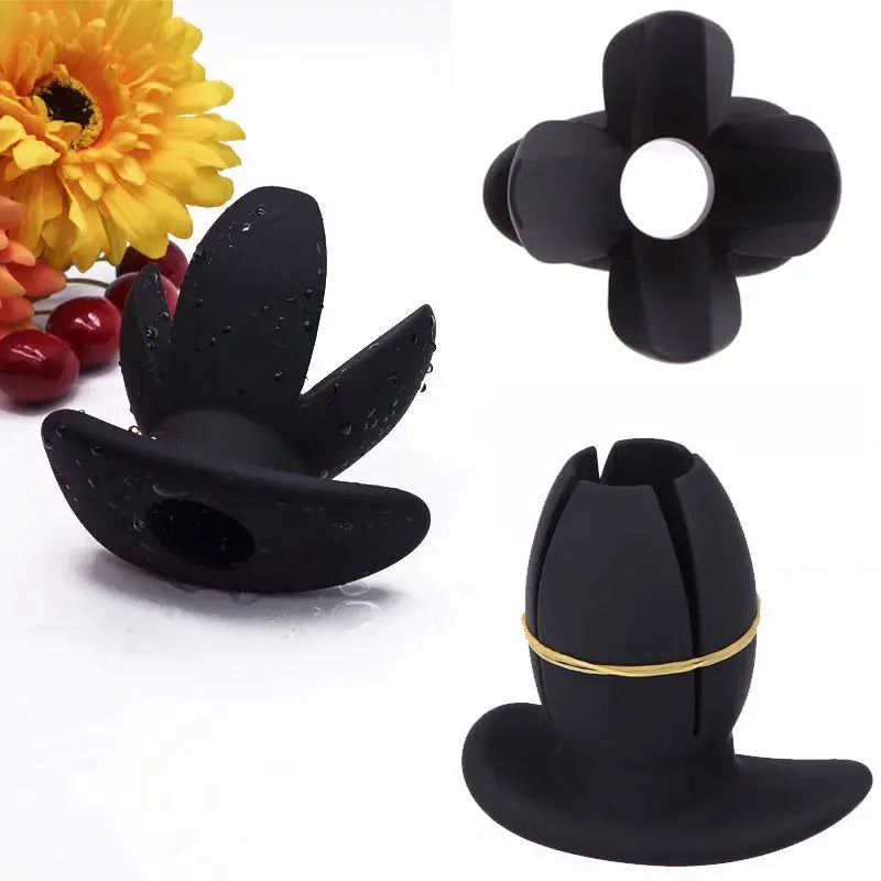Soft silicone dildo butt plug and anal dilator with hollow design, prostate massager, and enema speculum for adult pleasure.