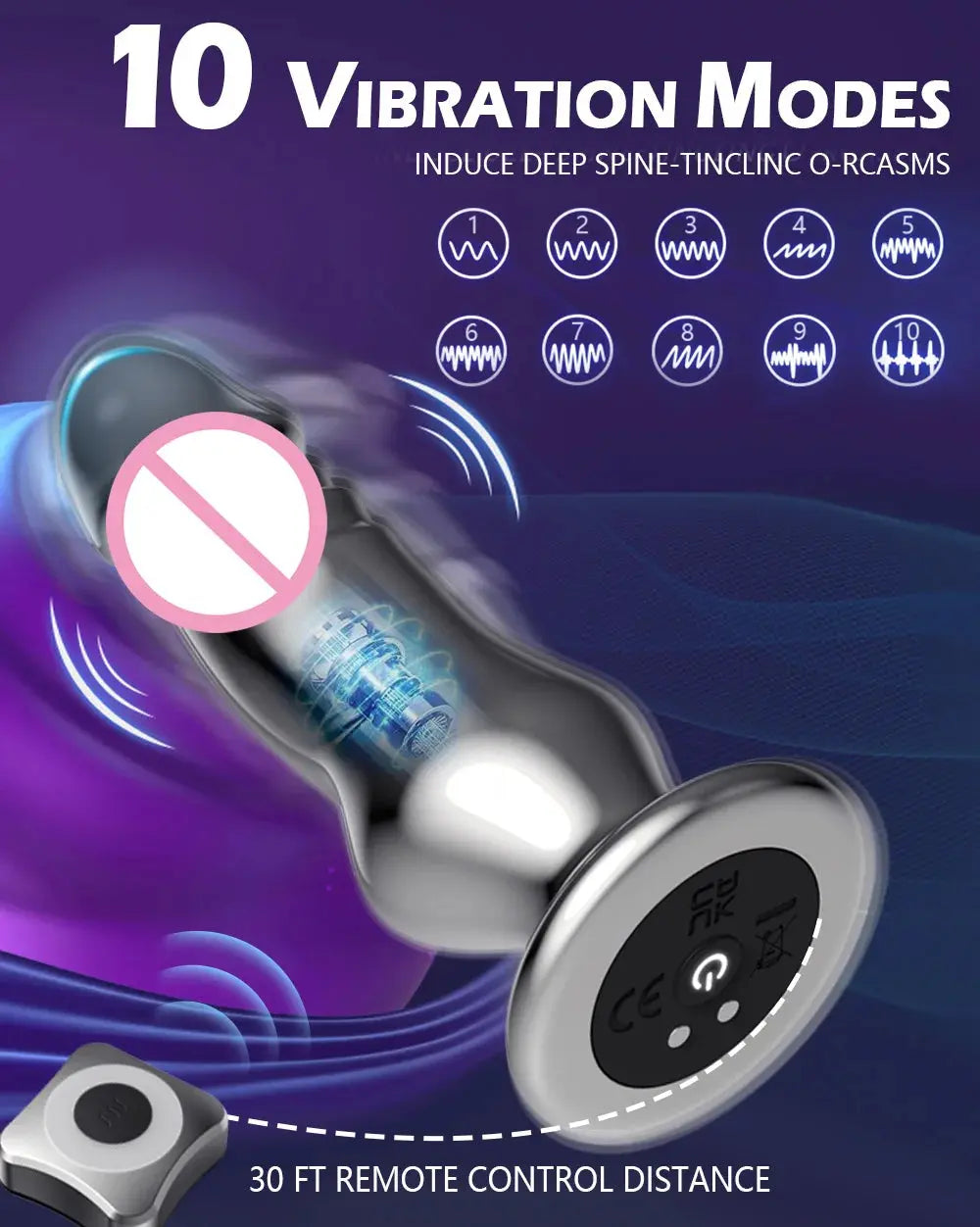 Stainless steel anal plugs and remote control vibrator from SHOPEZRA L.L.C., designed for adult female pleasure and penetration.