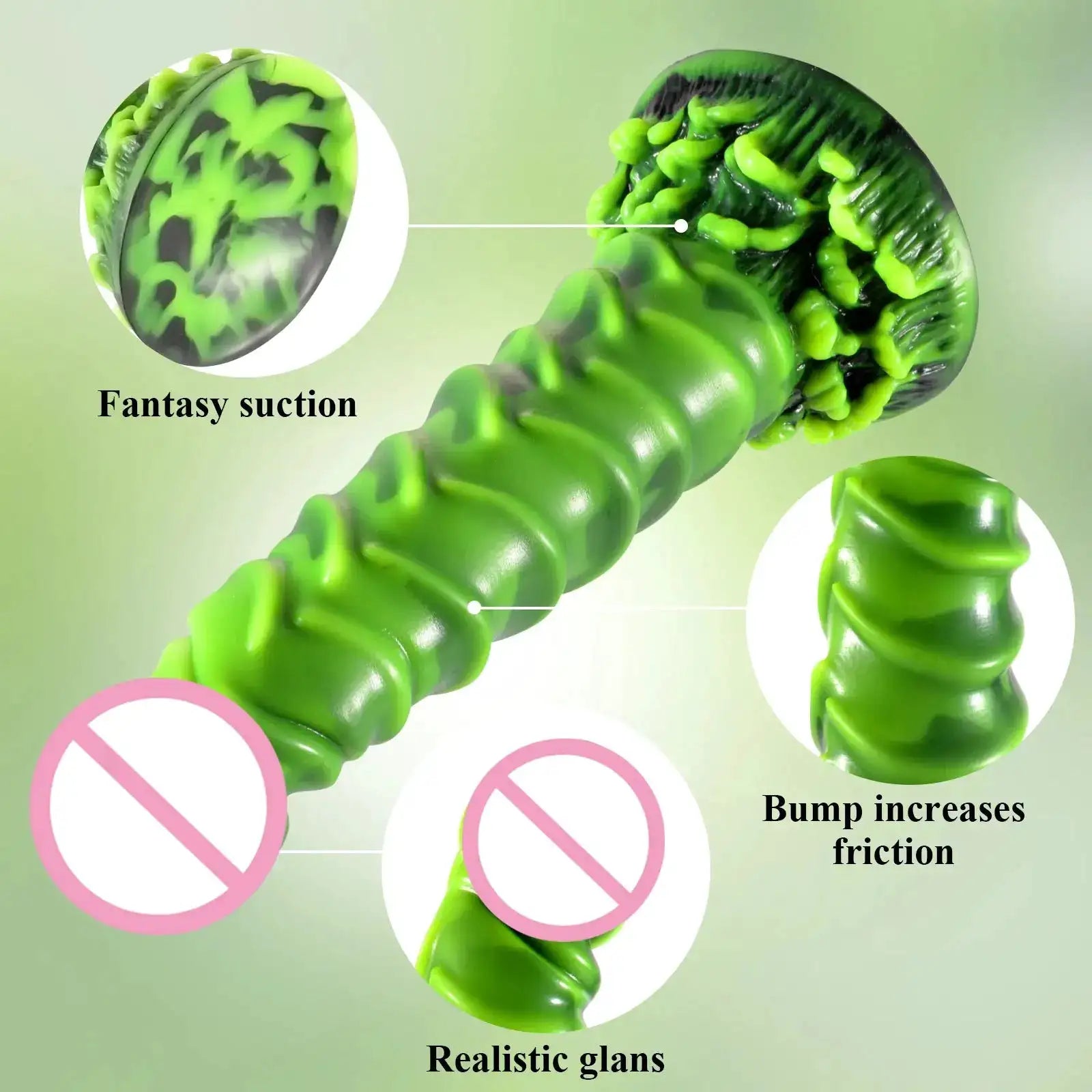 Realistic Dildo for Women Silicone Green Dildo with Strong Suction Cup Hands-Free Play for Adult Sex Toy Shop Masturbator G Spot by Dropshipman