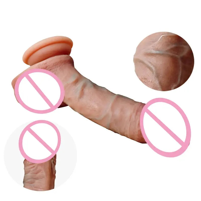 Realistic dildo with vein detail and suction cup, unisex adult sex toy designed for versatile use, by SHOPEZRA L.L.C.