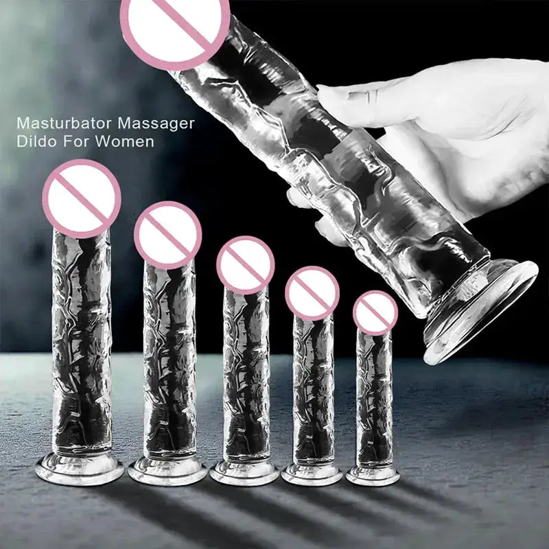 Realistic Suction Cup Dildo Soft Transparent Jelly Penis Sex Toy for Women Solo Lesbian Couples Play by Dropshipman