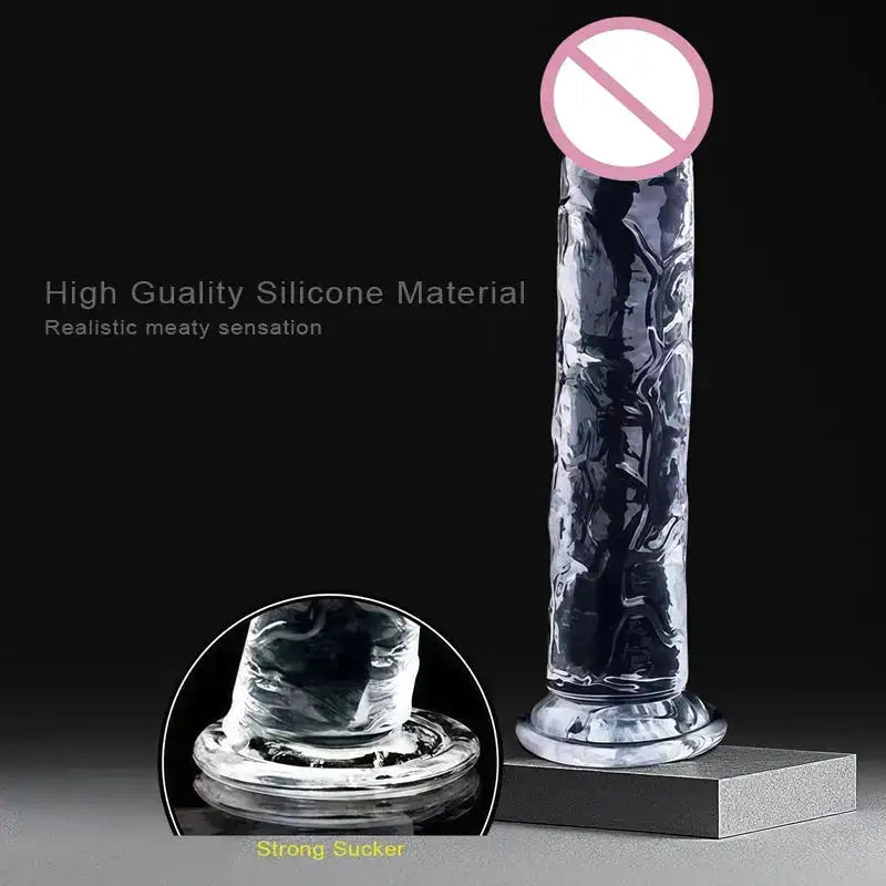 Realistic Suction Cup Dildo Soft Transparent Jelly Penis Sex Toy for Women Solo Lesbian Couples Play by Dropshipman