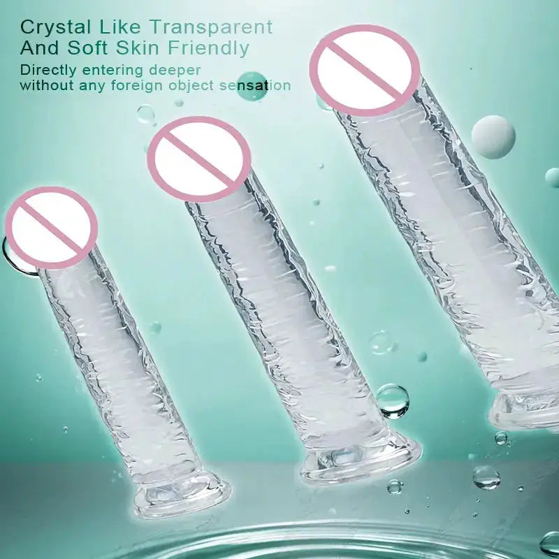 Realistic Suction Cup Dildo Soft Transparent Jelly Penis Sex Toy for Women Solo Lesbian Couples Play by Dropshipman