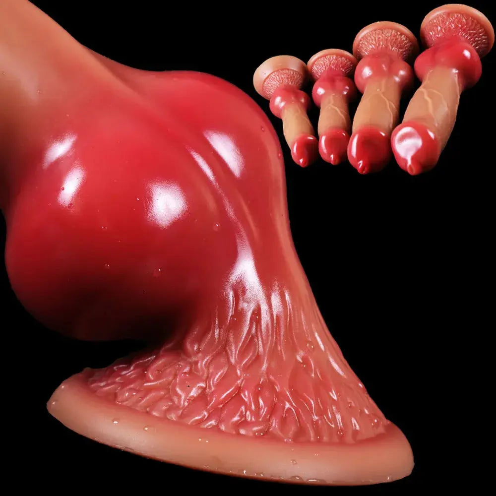 Realistic dog-shaped dildo with suction cup, large size, and detailed animal features, designed for adult pleasure use.