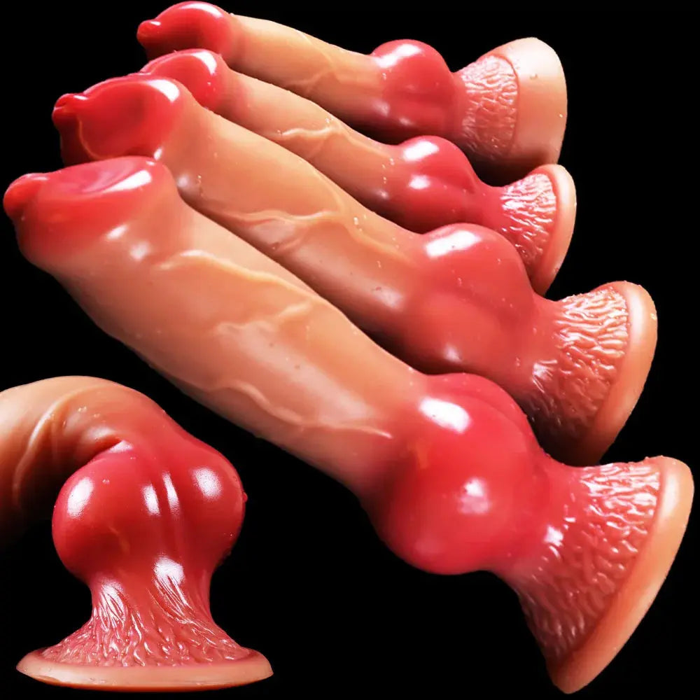 Realistic dog-shaped dildo with suction cup and large butt plug, designed for adult pleasure, by SHOPEZRA L.L.C.