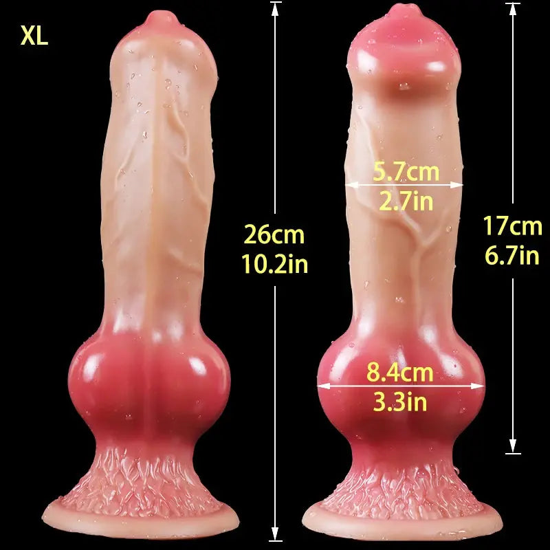 Realistic dog dildo with suction cup, large animal-shaped penis, giant butt plug, adult pleasure toy for men and women.