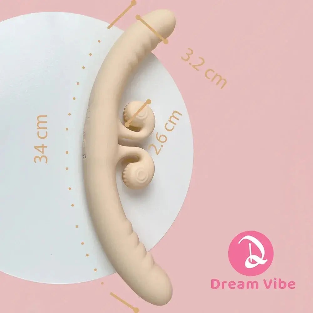 SHOPEZRA L.L.C. 4-motor double dildo vibrator with 10 vibrations, designed for women's pleasure and penetration.
