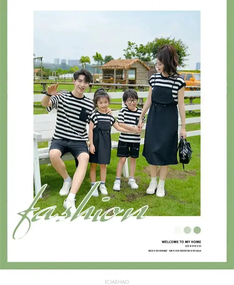 Dress 2025 Woman Family Couple Matching Clothes Parent-child Shirt Sibling Brother Sister Outfits Mom Daughter Dress Dad Son T by Dropshipman