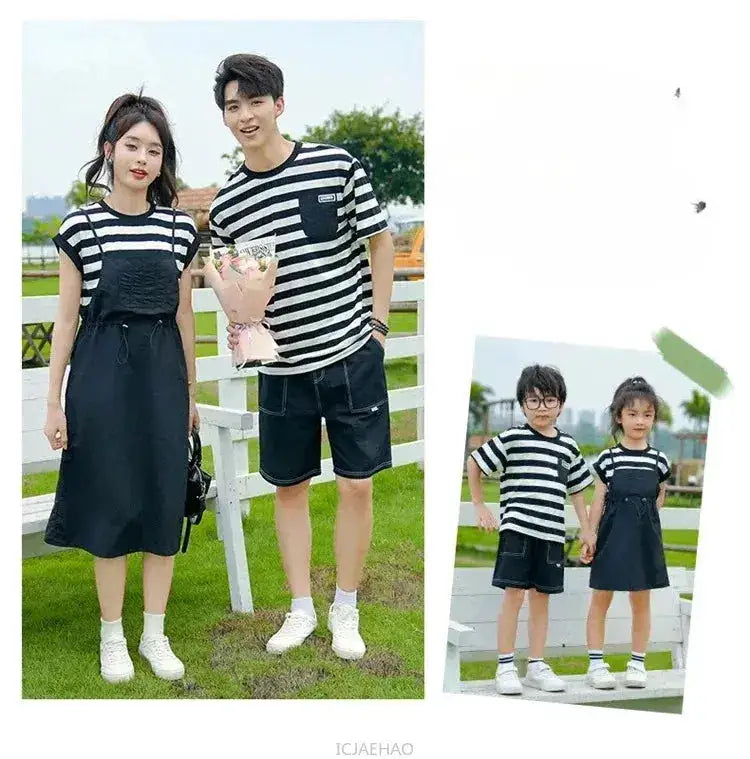 Dress 2025 Woman Family Couple Matching Clothes Parent-child Shirt Sibling Brother Sister Outfits Mom Daughter Dress Dad Son T by Dropshipman