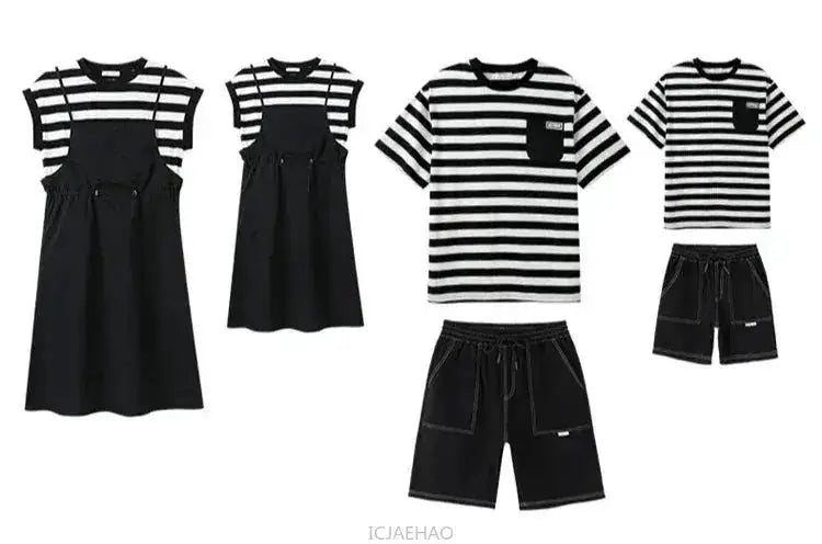 Dress 2025 Woman Family Couple Matching Clothes Parent-child Shirt Sibling Brother Sister Outfits Mom Daughter Dress Dad Son T by Dropshipman