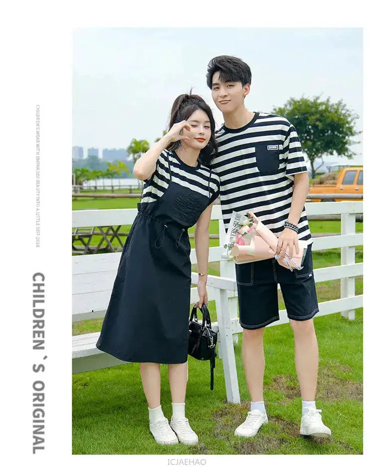 Dress 2025 Woman Family Couple Matching Clothes Parent-child Shirt Sibling Brother Sister Outfits Mom Daughter Dress Dad Son T by Dropshipman