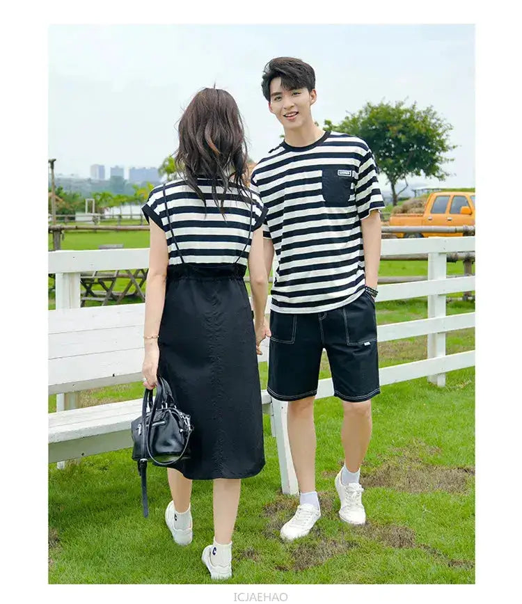 Dress 2025 Woman Family Couple Matching Clothes Parent-child Shirt Sibling Brother Sister Outfits Mom Daughter Dress Dad Son T by Dropshipman