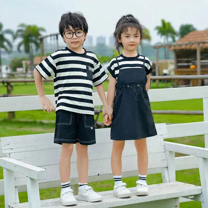 Dress 2025 Woman Family Couple Matching Clothes Parent-child Shirt Sibling Brother Sister Outfits Mom Daughter Dress Dad Son T by Dropshipman