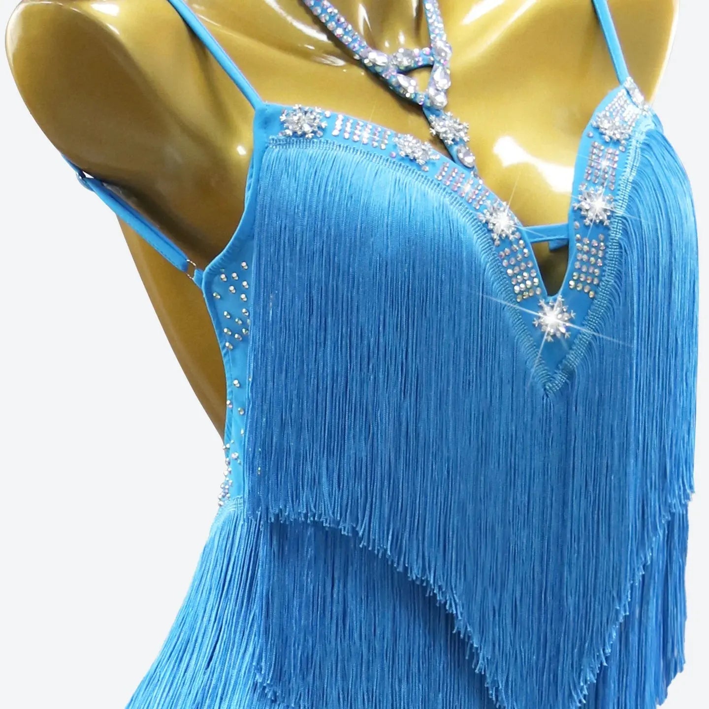 Female dance dress by SHOPEZRA L.L.C. featuring fringed design, suitable for Latin dance, evening events, and competitions.