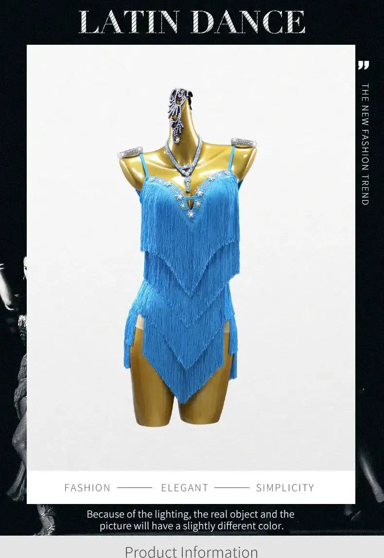 Dress For Dancing Female Dance Suit Evening Dress Latin Competition Costume 2026 Elegant Party Wear Sports Fringed Clothes by Dropshipman