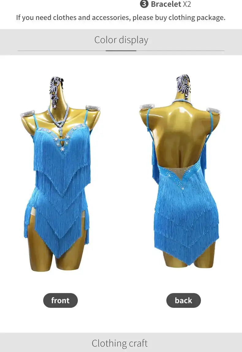 Dress For Dancing Female Dance Suit Evening Dress Latin Competition Costume 2026 Elegant Party Wear Sports Fringed Clothes by Dropshipman