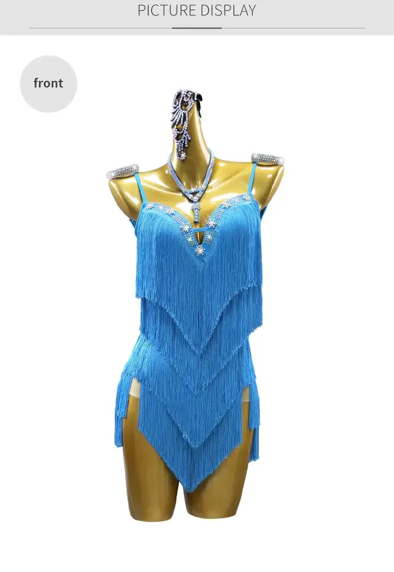 Dress For Dancing Female Dance Suit Evening Dress Latin Competition Costume 2026 Elegant Party Wear Sports Fringed Clothes by Dropshipman