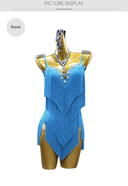 Dress For Dancing Female Dance Suit Evening Dress Latin Competition Costume 2026 Elegant Party Wear Sports Fringed Clothes by Dropshipman