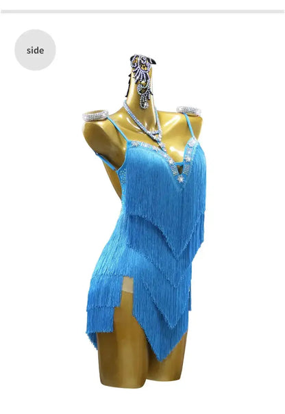Dress For Dancing Female Dance Suit Evening Dress Latin Competition Costume 2026 Elegant Party Wear Sports Fringed Clothes by Dropshipman