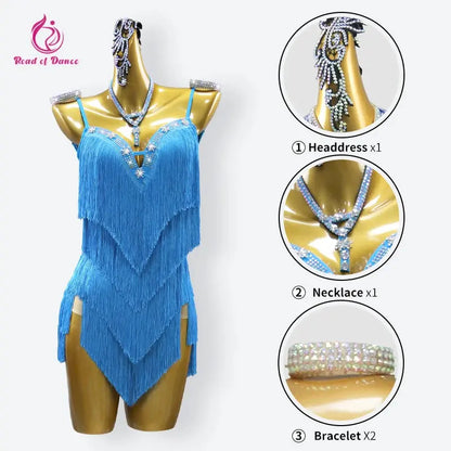 Dress For Dancing Female Dance Suit Evening Dress Latin Competition Costume 2026 Elegant Party Wear Sports Fringed Clothes SHOPEZRA L.L.C.
