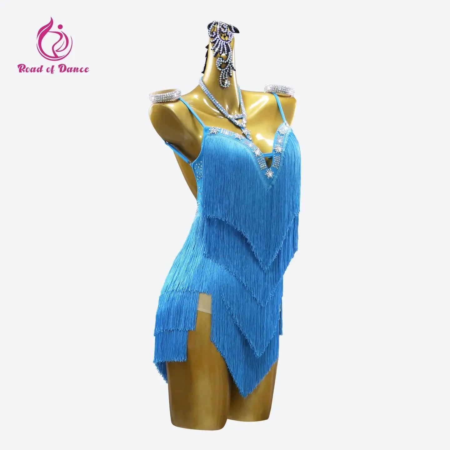 Female dance dress for Latin competition, evening wear with fringed details, elegant party costume, by SHOPEZRA L.L.C.