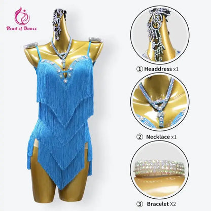 Dress For Dancing Female Dance Suit Evening Dress Latin Competition Costume 2026 Elegant Party Wear Sports Fringed Clothes by Dropshipman