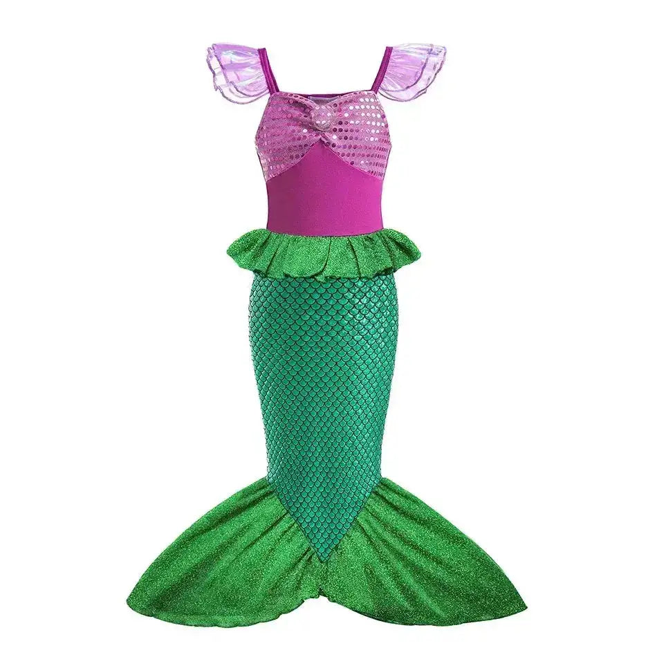 Girl Elsa Anna Dress Princess Costume Snow Queen Dress Baby Halloween Ariel Carnival Clothes Kids Cosplay Clothes Party Clothing by Dropshipman