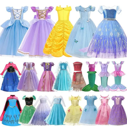 Girl Elsa Anna Dress Princess Costume Snow Queen Dress Baby Halloween Ariel Carnival Clothes Kids Cosplay Clothes Party Clothing by Dropshipman