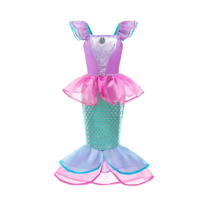 Girl Elsa Anna Dress Princess Costume Snow Queen Dress Baby Halloween Ariel Carnival Clothes Kids Cosplay Clothes Party Clothing by Dropshipman