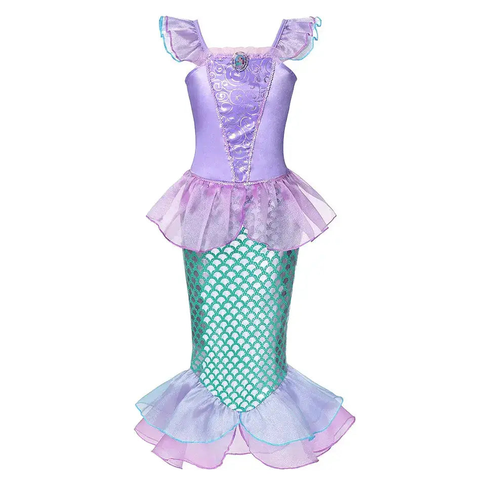 Girl Elsa Anna Dress Princess Costume Snow Queen Dress Baby Halloween Ariel Carnival Clothes Kids Cosplay Clothes Party Clothing by Dropshipman
