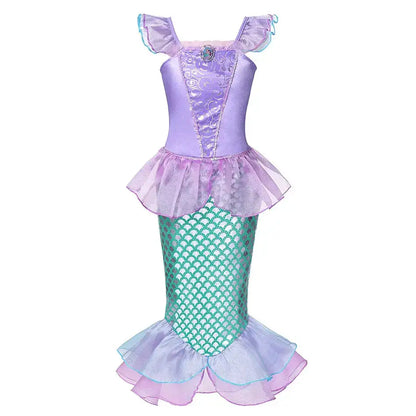 Girl Elsa Anna Dress Princess Costume Snow Queen Dress Baby Halloween Ariel Carnival Clothes Kids Cosplay Clothes Party Clothing by Dropshipman