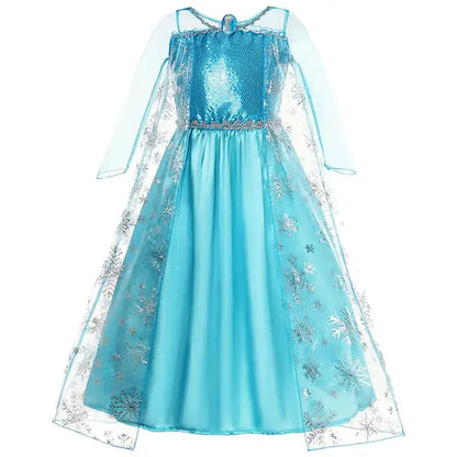 Girl Elsa Anna Dress Princess Costume Snow Queen Dress Baby Halloween Ariel Carnival Clothes Kids Cosplay Clothes Party Clothing by Dropshipman