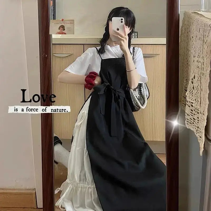 Women's summer dress by SHOPEZRA L.L.C., spaghetti strap, high waist, vintage style, casual Japanese streetwear look.
