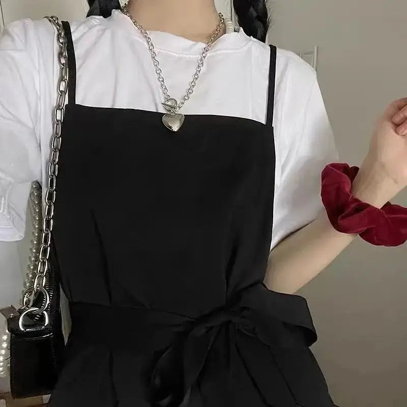 Women’s summer fashion dress by SHOPEZRA L.L.C., spaghetti strap, high waist, vintage style, casual Japanese streetwear.