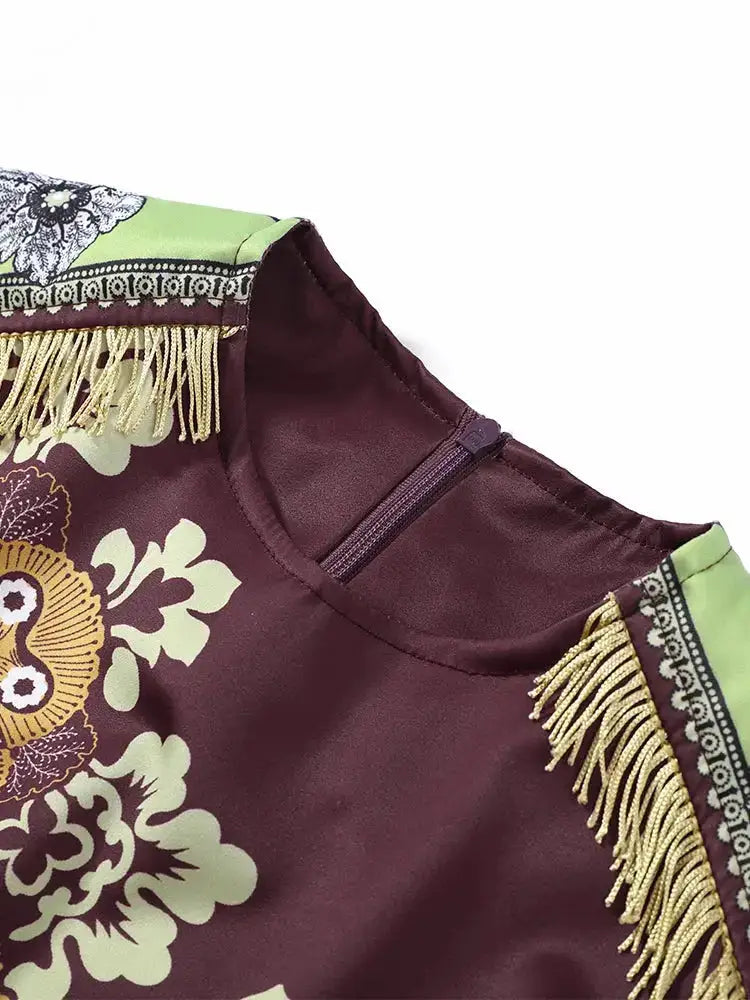 Fashion Tassel Patchwork Floral Printed Dresses Elegant Sleeveless Female Irregular Dresses 2026 Summer Lady Beach Party Robes by Dropshipman