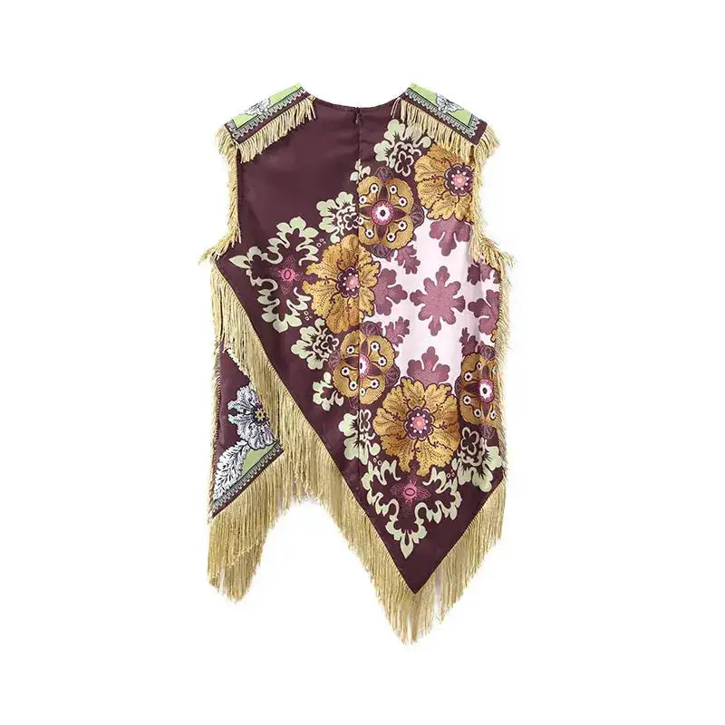 Fashion Tassel Patchwork Floral Printed Dresses Elegant Sleeveless Female Irregular Dresses 2026 Summer Lady Beach Party Robes by Dropshipman