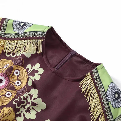Fashion Tassel Patchwork Floral Printed Dresses Elegant Sleeveless Female Irregular Dresses 2026 Summer Lady Beach Party Robes by Dropshipman