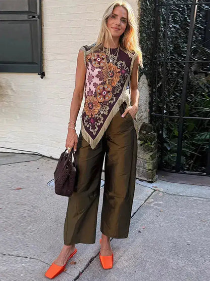Fashion Tassel Patchwork Floral Printed Dresses Elegant Sleeveless Female Irregular Dresses 2026 Summer Lady Beach Party Robes by Dropshipman
