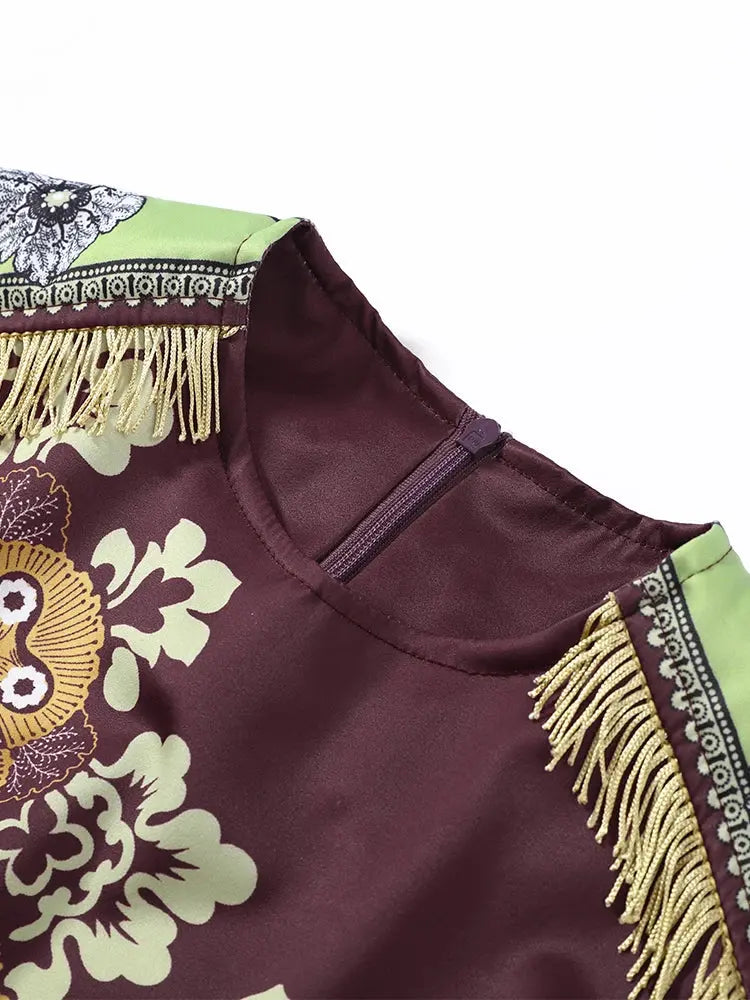 Fashion Tassel Patchwork Floral Printed Dresses Elegant Sleeveless Female Irregular Dresses 2026 Summer Lady Beach Party Robes SHOPEZRA L.L.C.