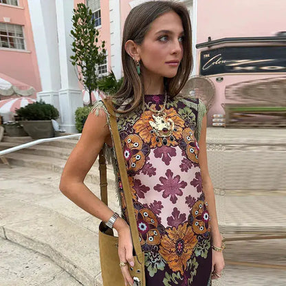 Fashion Tassel Patchwork Floral Printed Dresses Elegant Sleeveless Female Irregular Dresses 2026 Summer Lady Beach Party Robes by Dropshipman