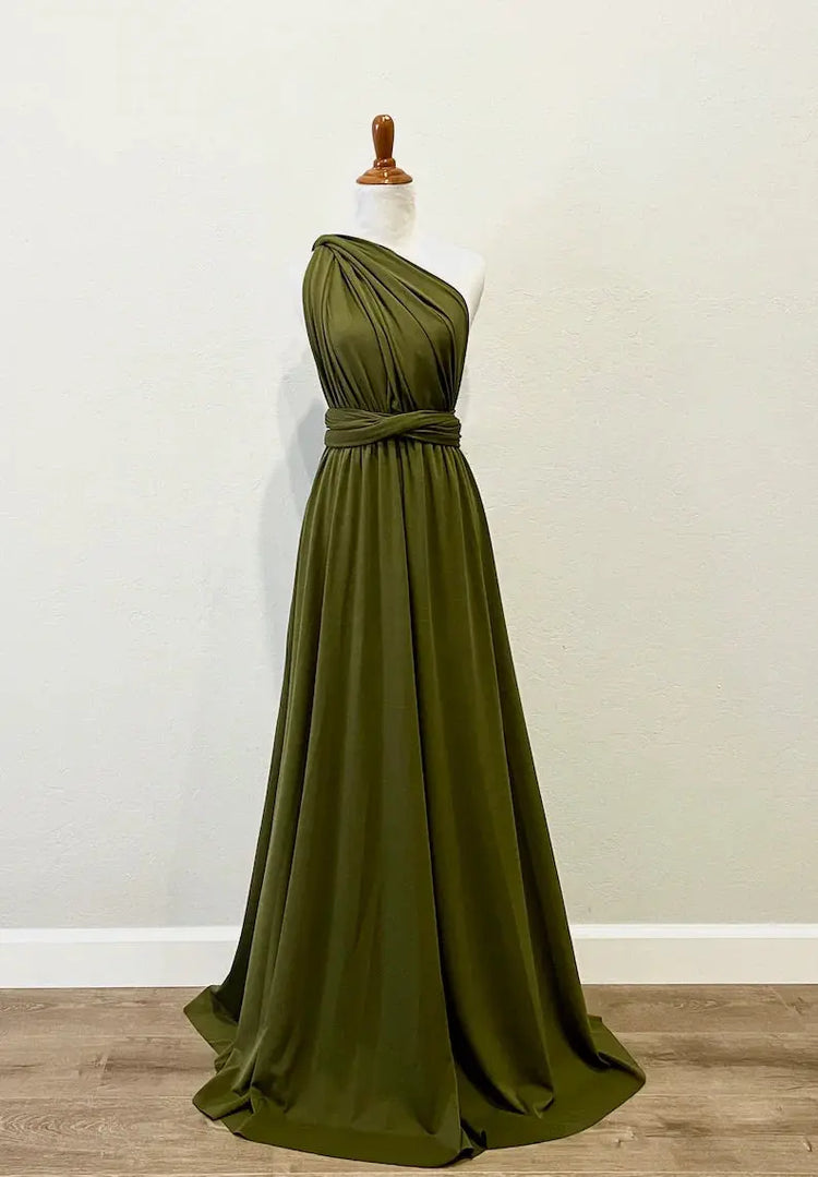 Bridesmaid Dress, Olive Green Maxi Bridesmaid Dress, Bridal Party Convertible Dress, Multiway Infinity Dress, Custom Dress SHOPEZRA L.L.C.