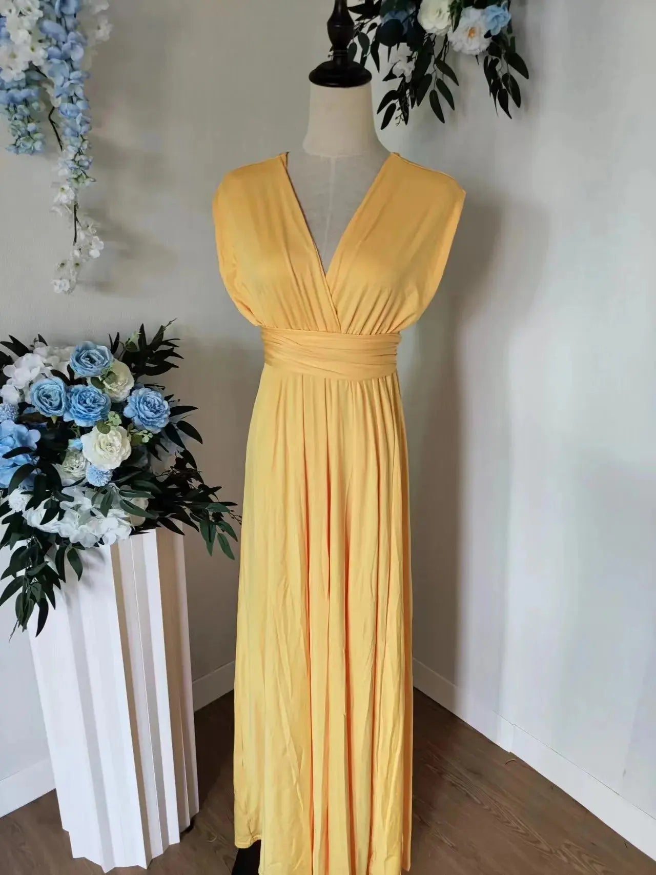 Olive green maxi bridesmaid dress by SHOPEZRA L.L.C., convertible multiway infinity dress for bridal party, elegant and customizable.