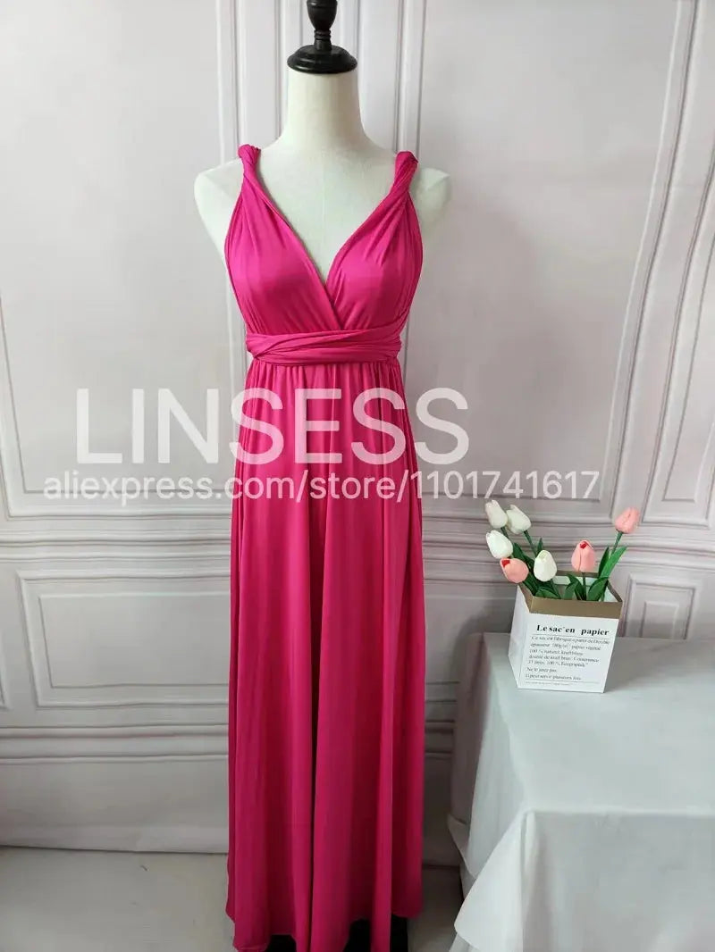 Olive green maxi bridesmaid dress by SHOPEZRA L.L.C., convertible multiway infinity style for bridal party or special occasions.