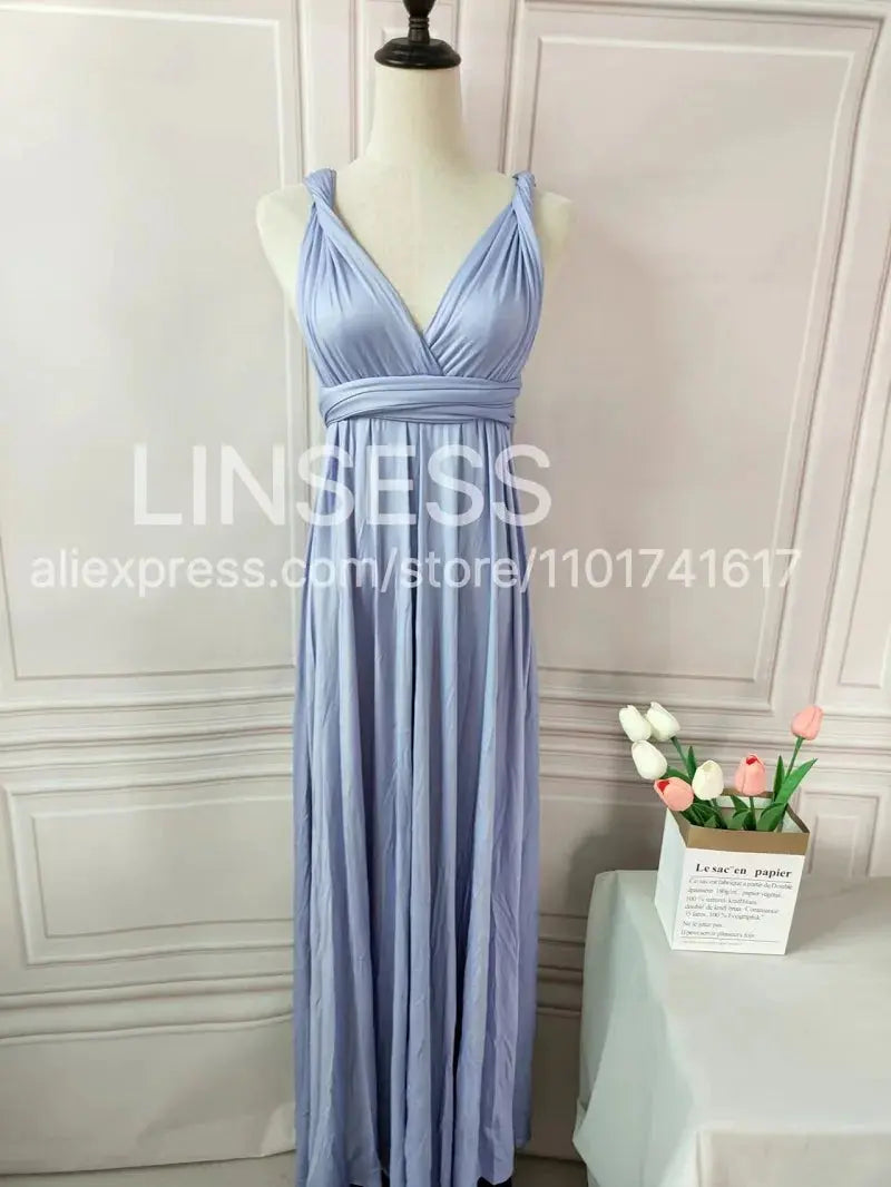Olive green maxi bridesmaid dress by SHOPEZRA L.L.C., convertible multiway infinity gown for bridal party or special occasions.